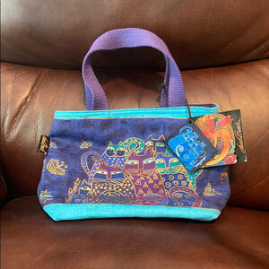 Laurel Burch Vibrant Purple and Blue Tote Bag